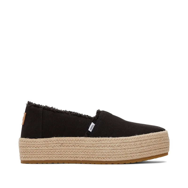 Valencia Black Canvas Platform Espadrille - 6 / Medium
