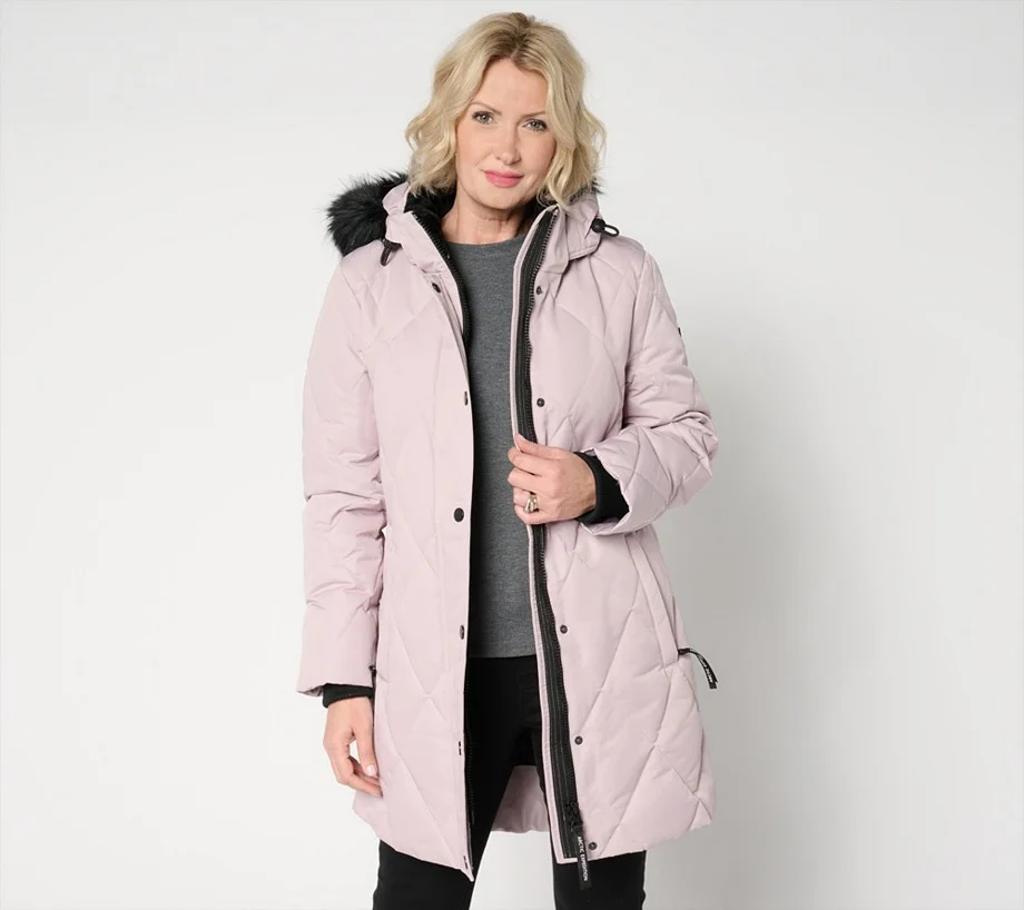 Arctic Expedition Diamond Quilted Parka with Removable Hood