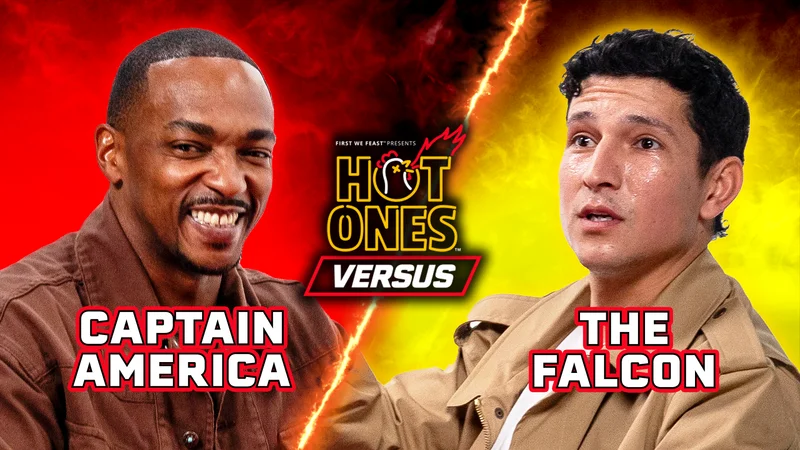 Anthony Mackie and Danny Ramirez on Hot Ones Versus.