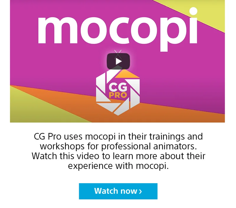 CG Pro uses mocopi in their trainings and workshops for professional animators. Watch this video to learn more about their experience with mocopi. | Watch now