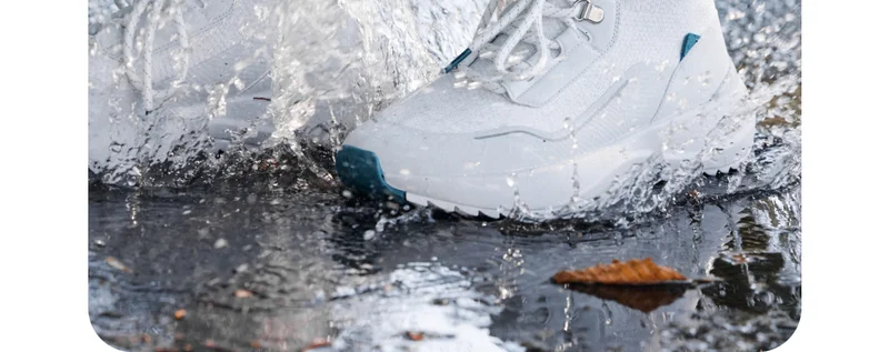 Graphic of someone wearing their Stormburst Sneakers in a puddle.