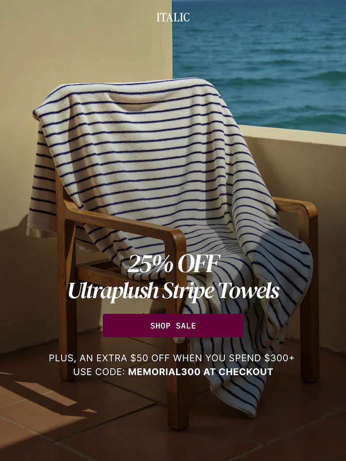 ITALIC | Memorial Day Sale | 25% OFF Ultraplush Stripe towels