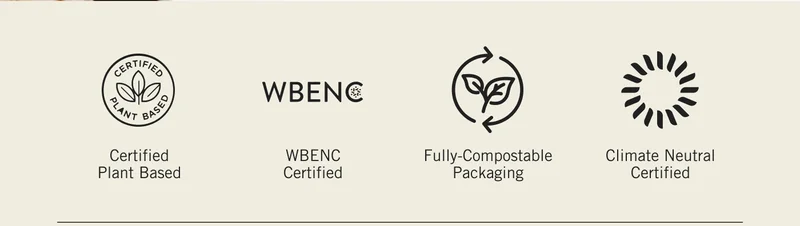 Certified Plant Based. WBE NC Certified. Fully-Compostable Packaging. Climate Neutral Certified.