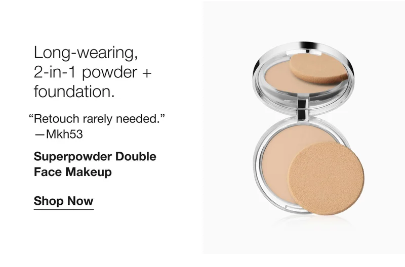 Long-wearing,  2-in-1 powder + foundation. | “Retouch rarely needed.” —Mkh53 | Superpowder Double  Face Makeup | Shop Now