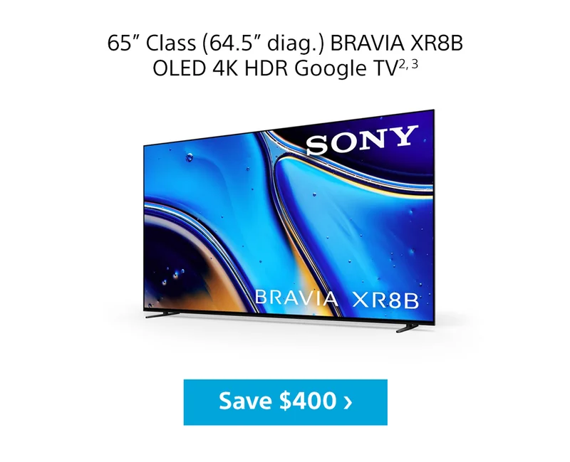 65” Class (64.5” diag.) BRAVIA XR8B OLED 4K HDR Google TV2, 3 | Save $400