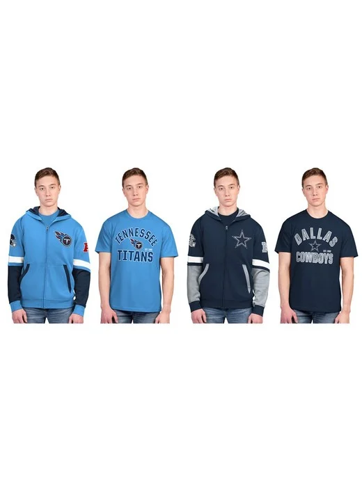NFL Officially Licensed T-Shirt and Full-Zip Hoodie Combo
