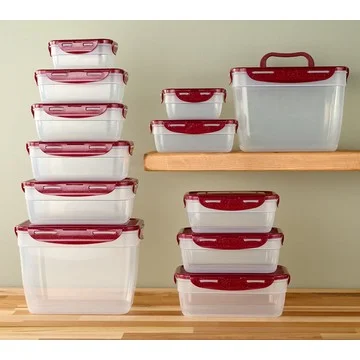 LocknLock 12-Pc Nestable Rectangle Storage Set w/ (2) Handle Lids