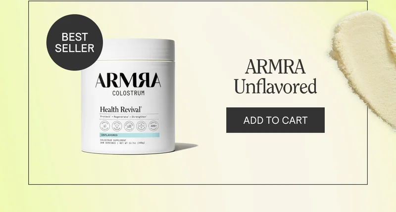 ARMRA Unflavored. Add to Cart. Product Shown with badge saying "best seller"