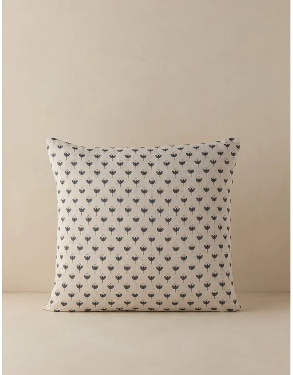 Poiret Linen Pillow - Fern and Denim / Square