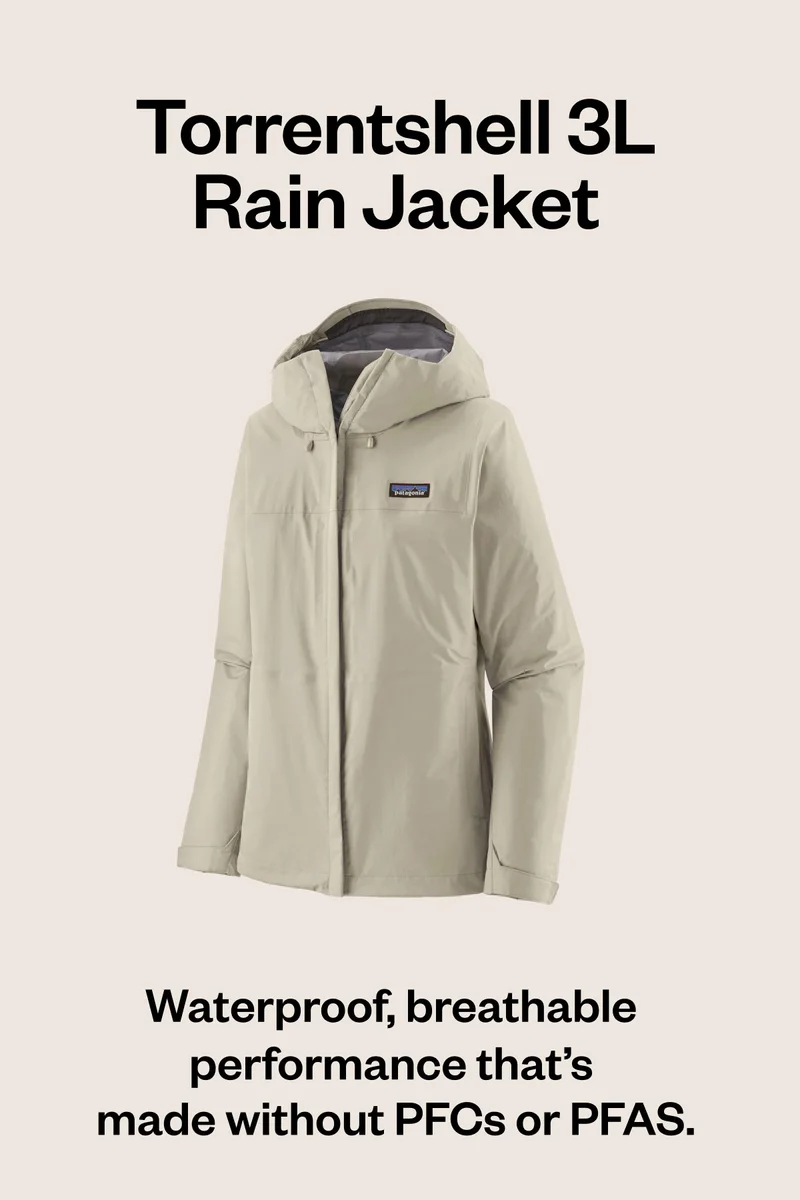 Torrentshell Jacket. Waterproof, breathable performance that’s made without PFCs or PFAs.