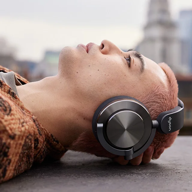 Male model with Dyson OnTrac headphones