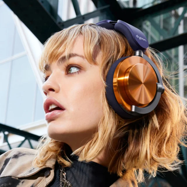 Female model with Dyson OnTrac headphones