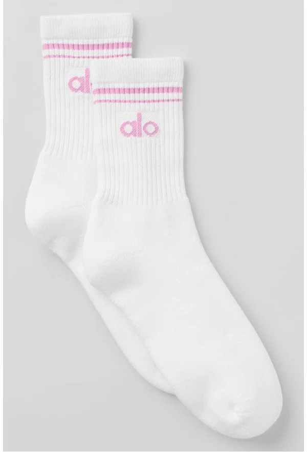 Unisex Half-Crew Throwback Sock - White/Candy Heart Pink - White/Candy Heart Pink / M