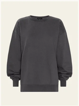 LuxeFleece Men's Crewneck Pullover in Black Ash
