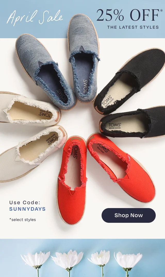 April Sale 25% Off Latest Styles Use Code: discount code