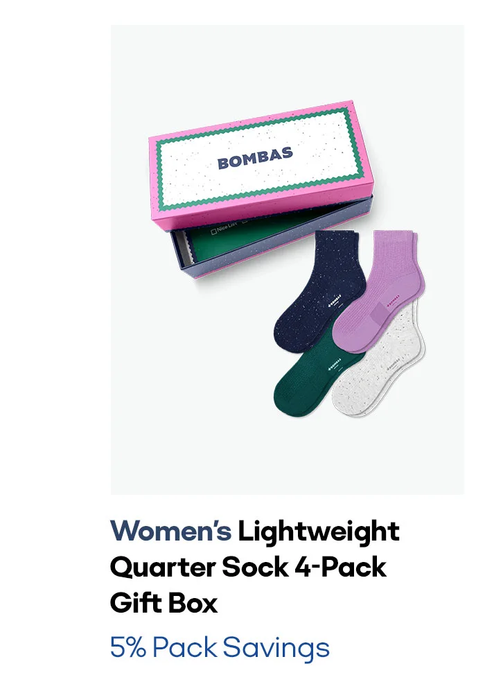 Women's Lightweight Quarter Sock 4-Pack Gift Box 5% Pack Savings