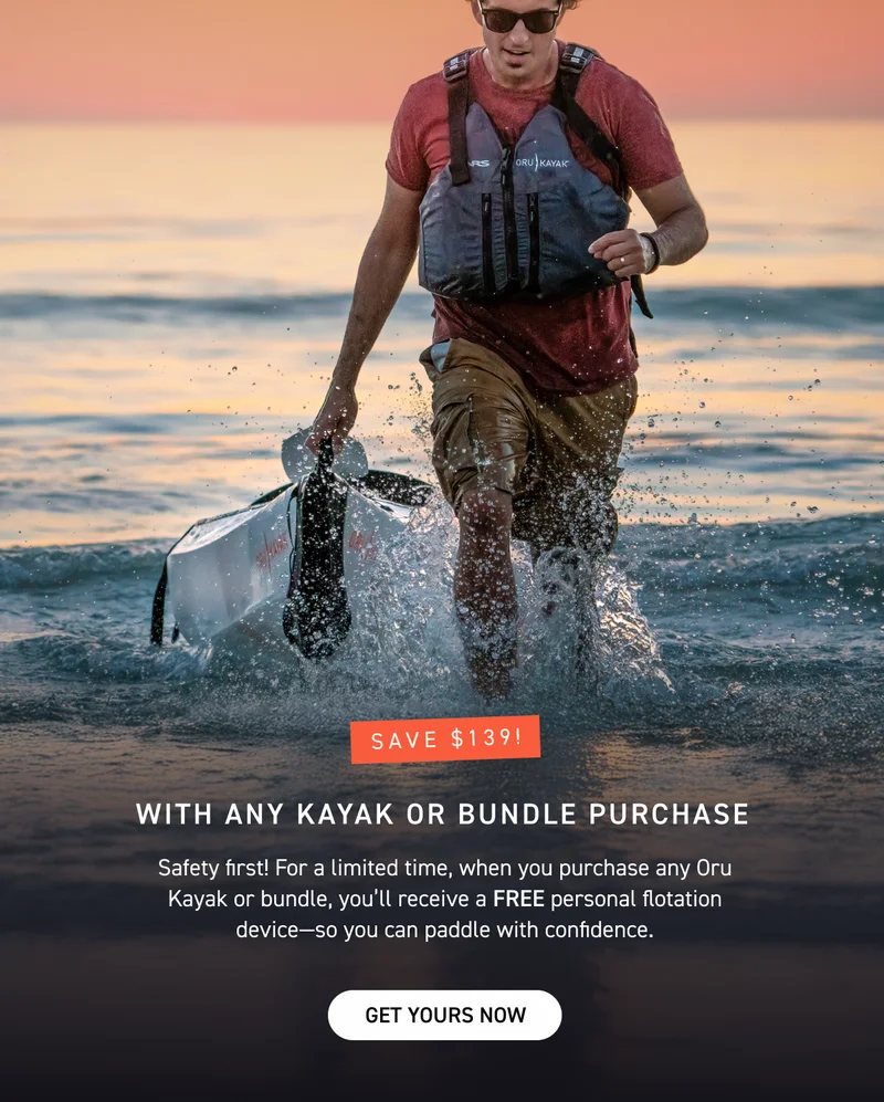 Deal of the Week! FREE PFD ($139 Value) with any kayak or kayak bundle purchase! Safety first!