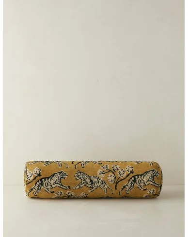 Tiger Jacquard Bolster Pillow by Sarah Sherman Samuel - Gold