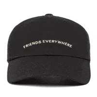 GIF animation displaying a variety of Ace Hotel's headwear, starting with a black baseball cap with 'FRIENDS EVERYWHERE' embroidery, among others.