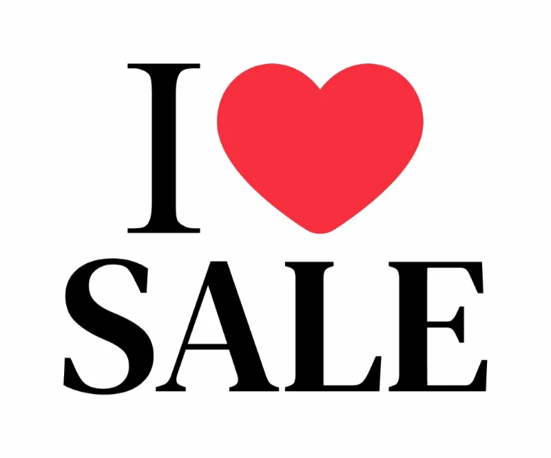 I love sale [spinning word art in the style of an 'I Heart NY' tee