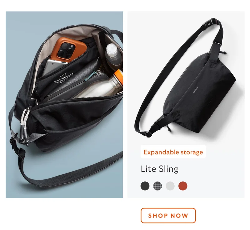 Lite Sling – Black * Expandable storage