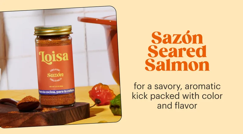 Sazón seared salmon for a savory, aromatic kick packed with color and flavor