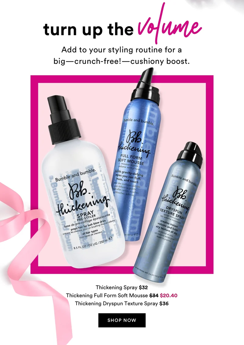 Turn up the volume | Add to your styling routine for a big - crunch-free! - cushiony boost. | Shop Now