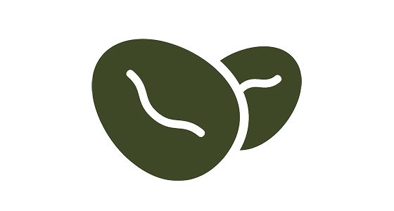 A circle of oil behind a coffee bean icon.