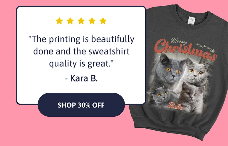 Custom Christmas Sweatshirt. was $40, NOW $28 "The printing is beautifully done and the sweatshirt quality is great." - Kara B.
