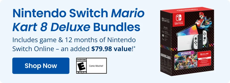 Nintendo Switch Mario Kart 8 Deluxe Bundles Includes game & 12 months of Nintendo Switch Online - an added $79.98 value!*