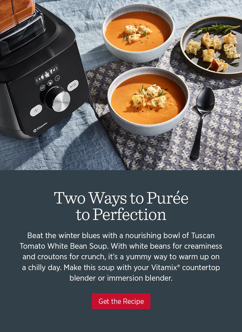 Two ways to puree to perfection. Beat the winter blues with a nourishing bowl of Tuscan Tomato White Bean Soup.