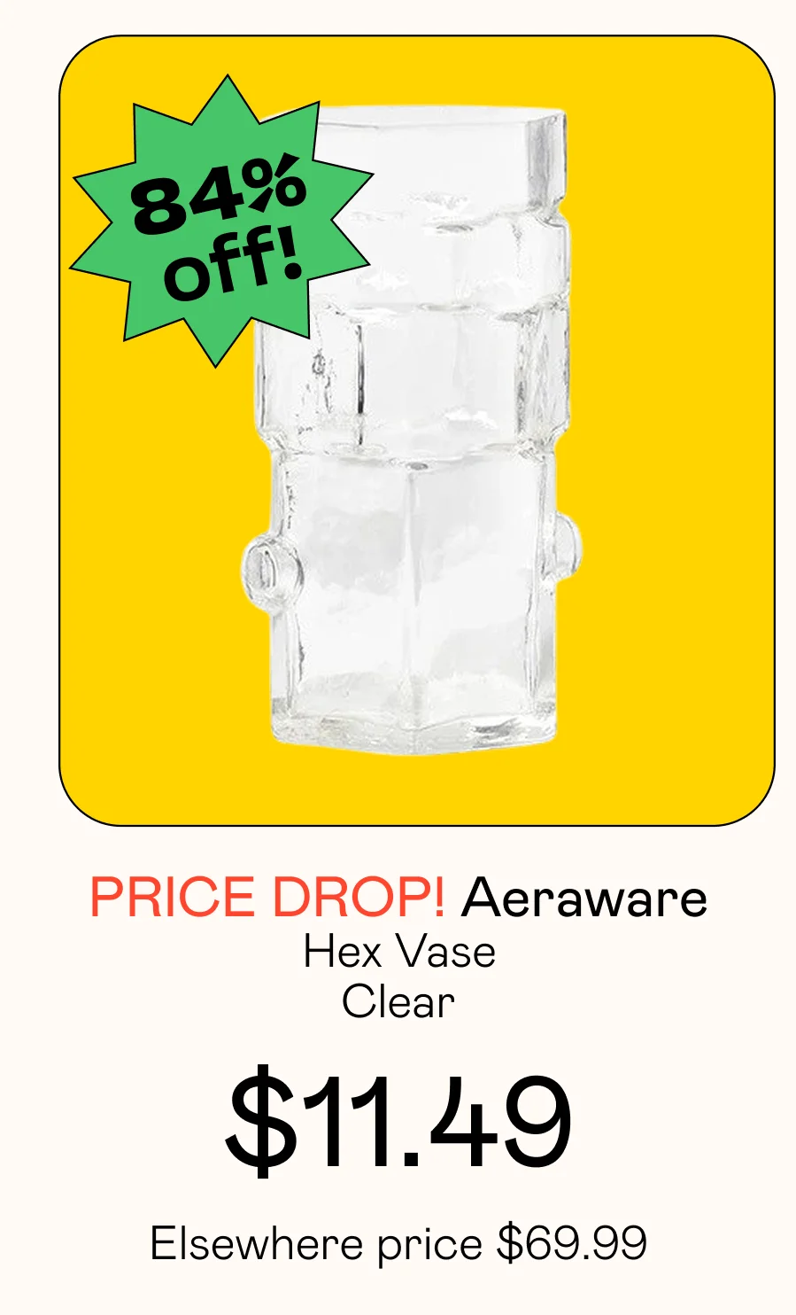Hex Vase - Clear