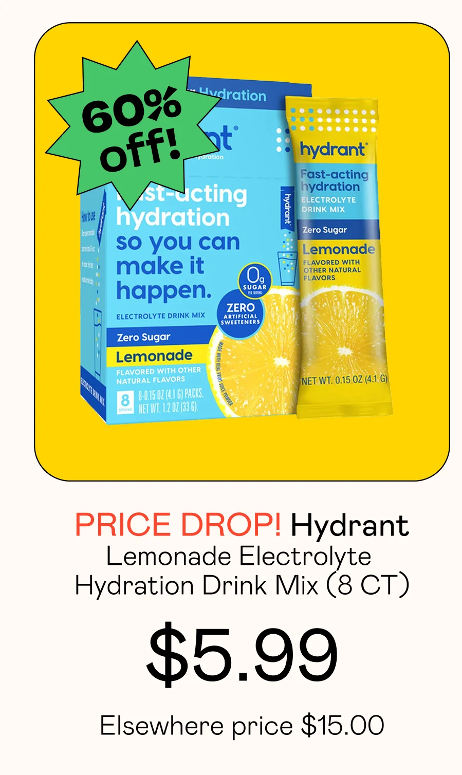 emonade Electrolyte Hydration Drink Mix Zero Sugar