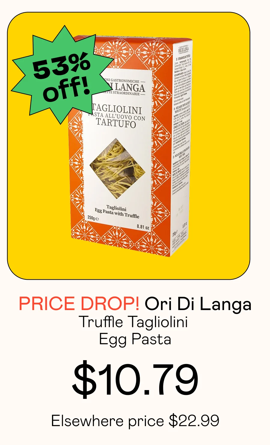 Truffle Tagliolini Egg Pasta