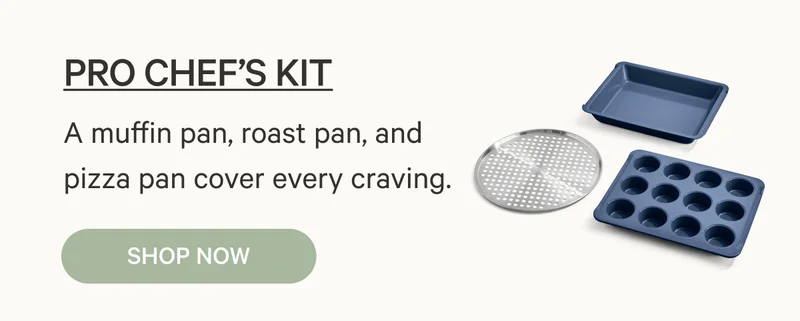 Wonder Oven® Pro Chef’s Kit | A muffin pan, roast pan, and pizza pan cover every craving.