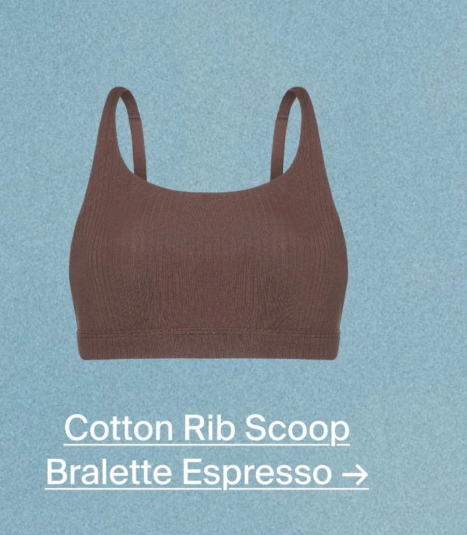 Cotton Rib Scoop Bralette Espresso →