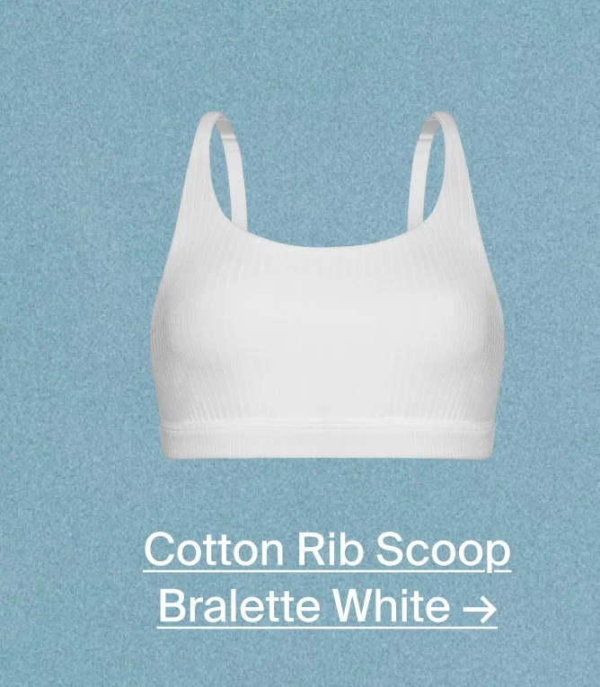 Cotton Rib Scoop Bralette White →