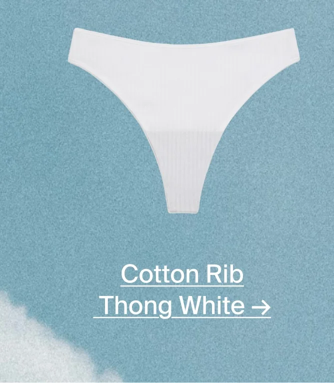 Cotton Rib Thong White →
