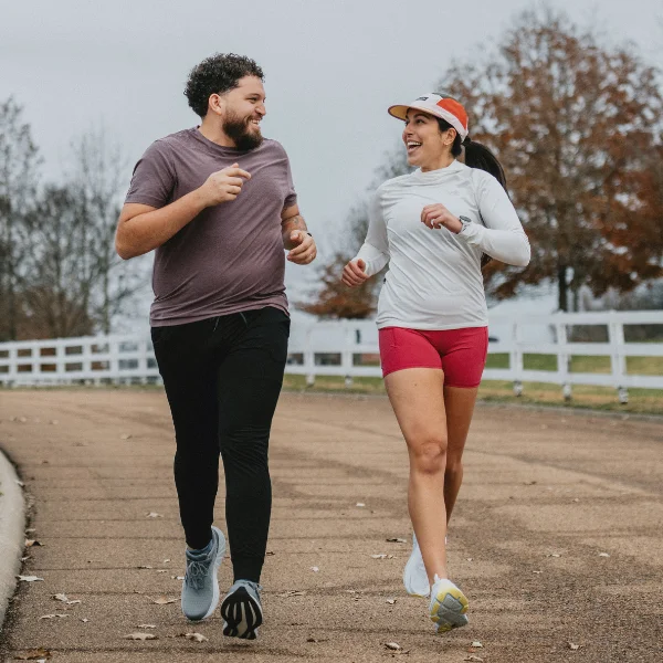 Man and woman running together