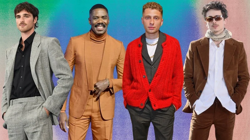 Image may contain: Colman Domingo, Olivier Mutis, Timothée Chalamet, Blazer, Clothing, Coat, Jacket, Adult, and Person