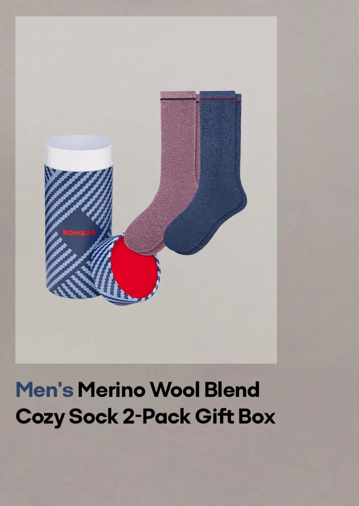 Men's Merino Wool Blend Cozy Sock 2-Pack Gift Box