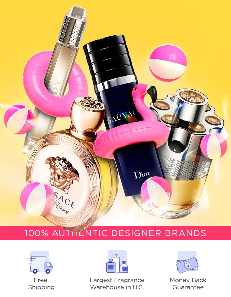 Beach balls and floaties surround popular fragrances on sale for summer savings