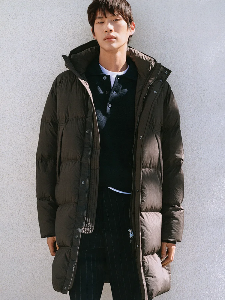 Long Down Puffer Jacket DARK BROWN