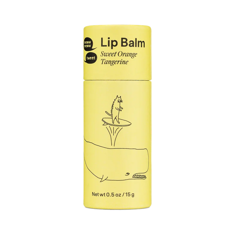 A yellow paper tube of lip balm.