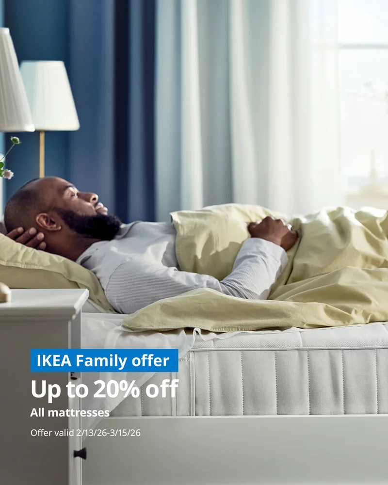 Man lying on IKEA mattress