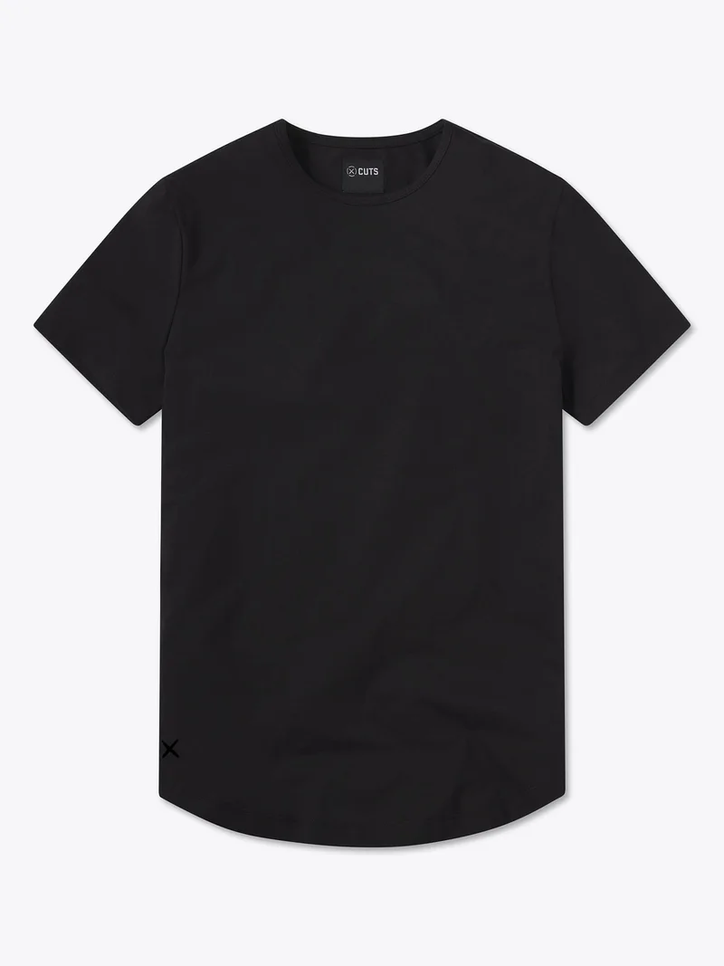 Image of AO Curve-Hem Tee | Black Signature-fit PYCA Pro®