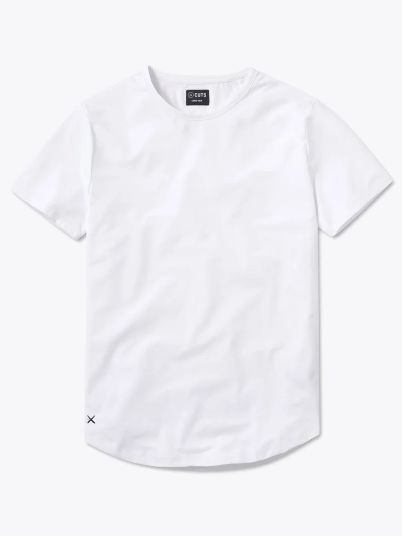 Image of AO Curve-Hem Tee | White Signature-fit PYCA Pro®
