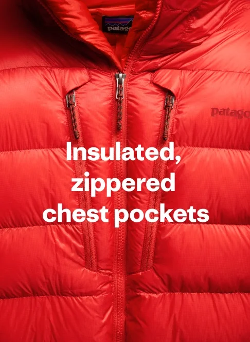 Insulated, zippered chest pockets.