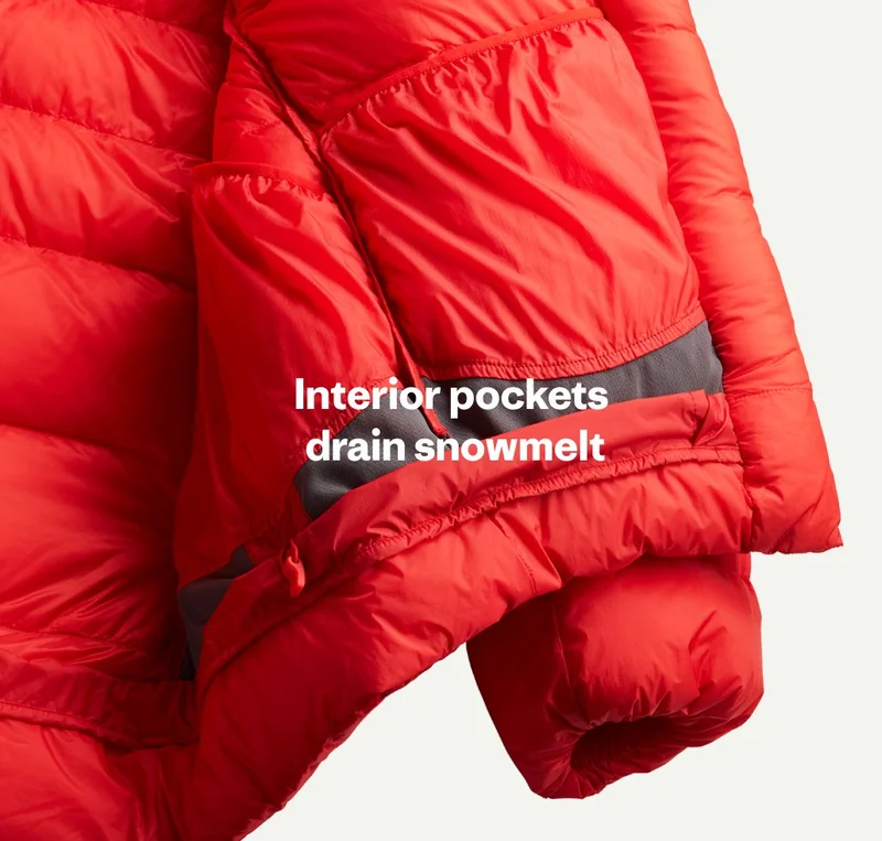Interior pockets drain snowmelt.