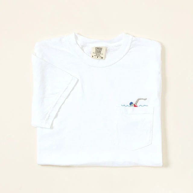 Embroidered Swimmer Pocket Tee